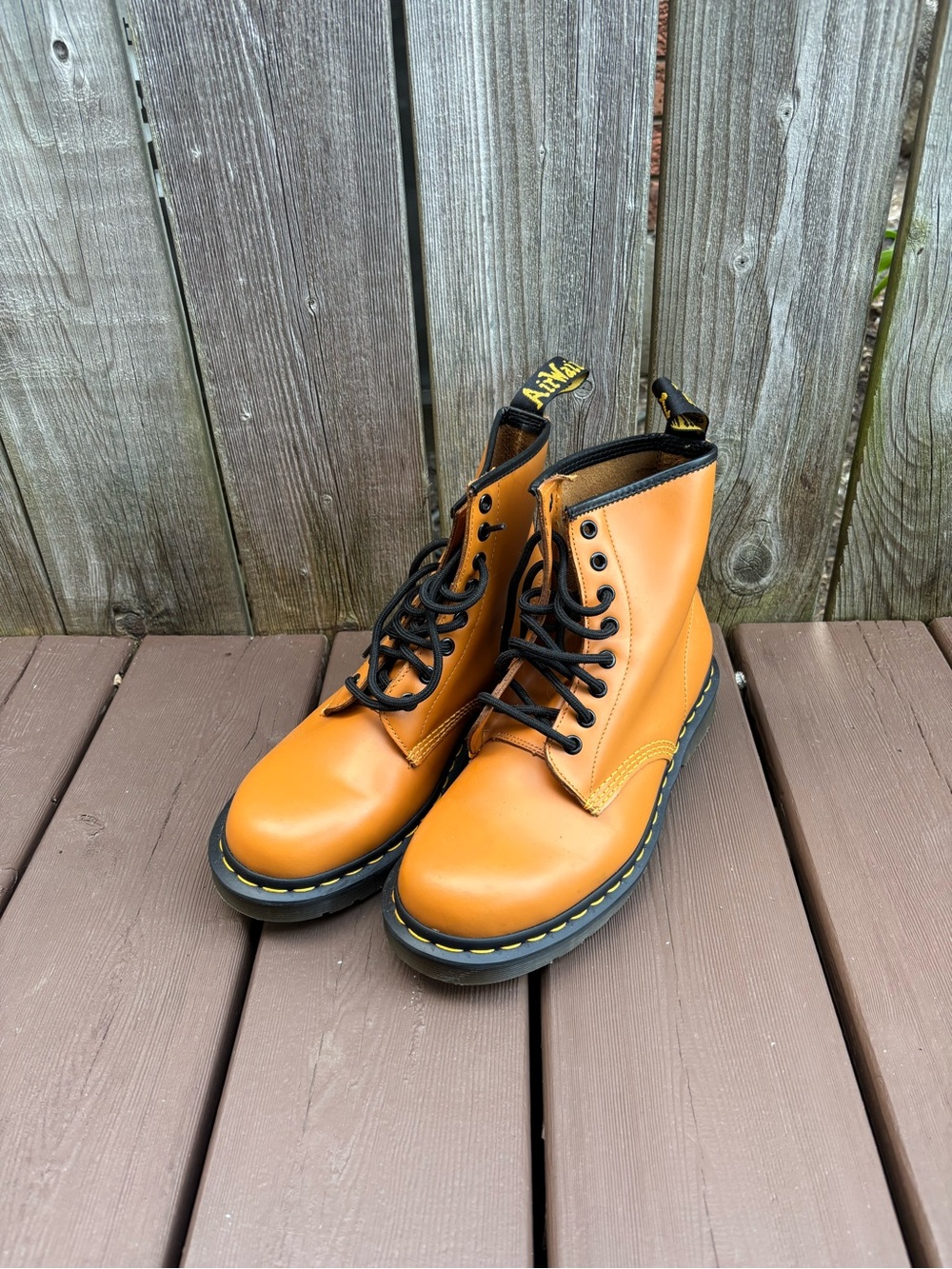 Dr Martens 1460 Smooth Leather Boots in Burnt Orange Colour